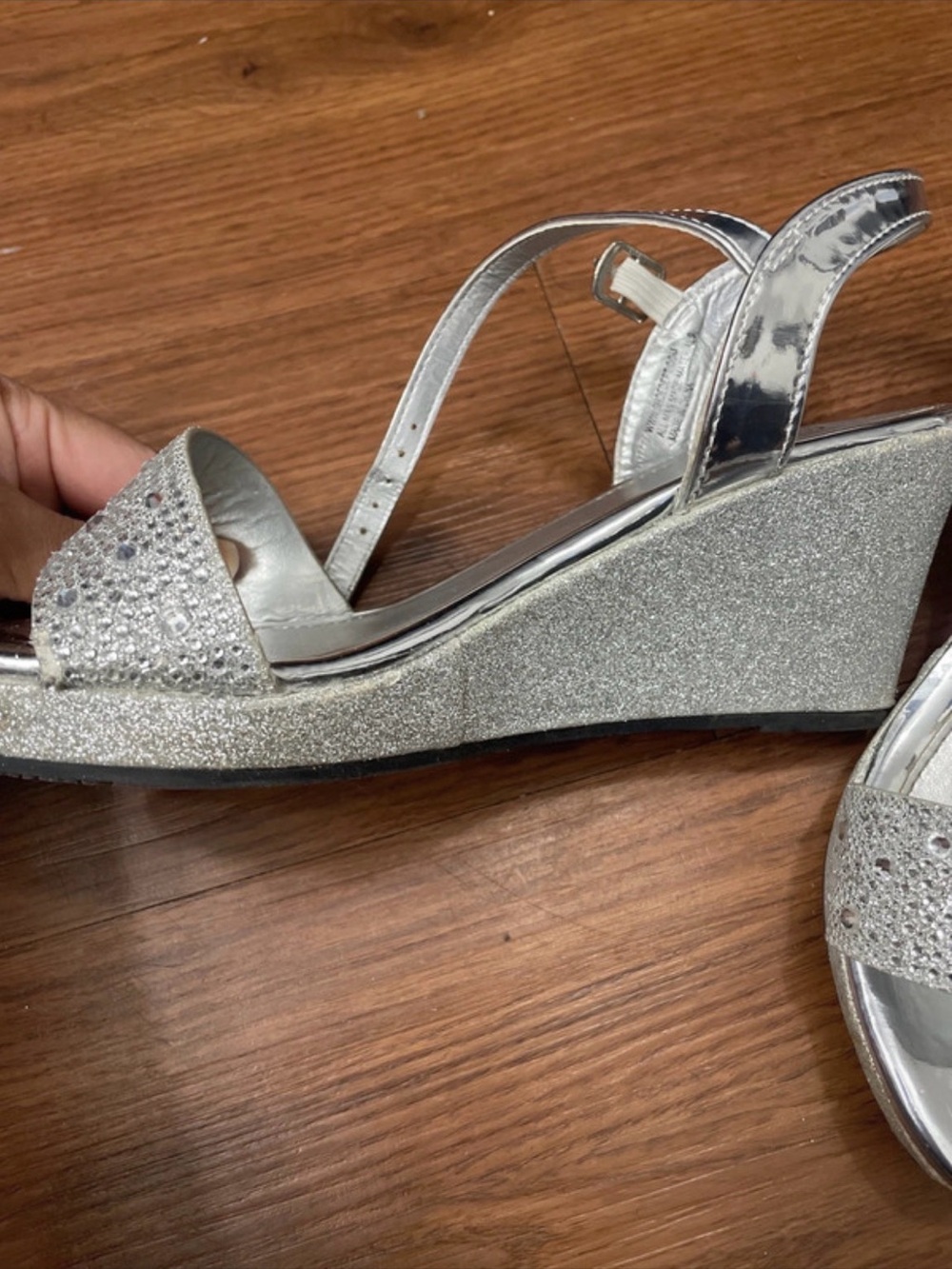 Kids Silver Rhinestone Slingback Sandals - Picture 3 of 4